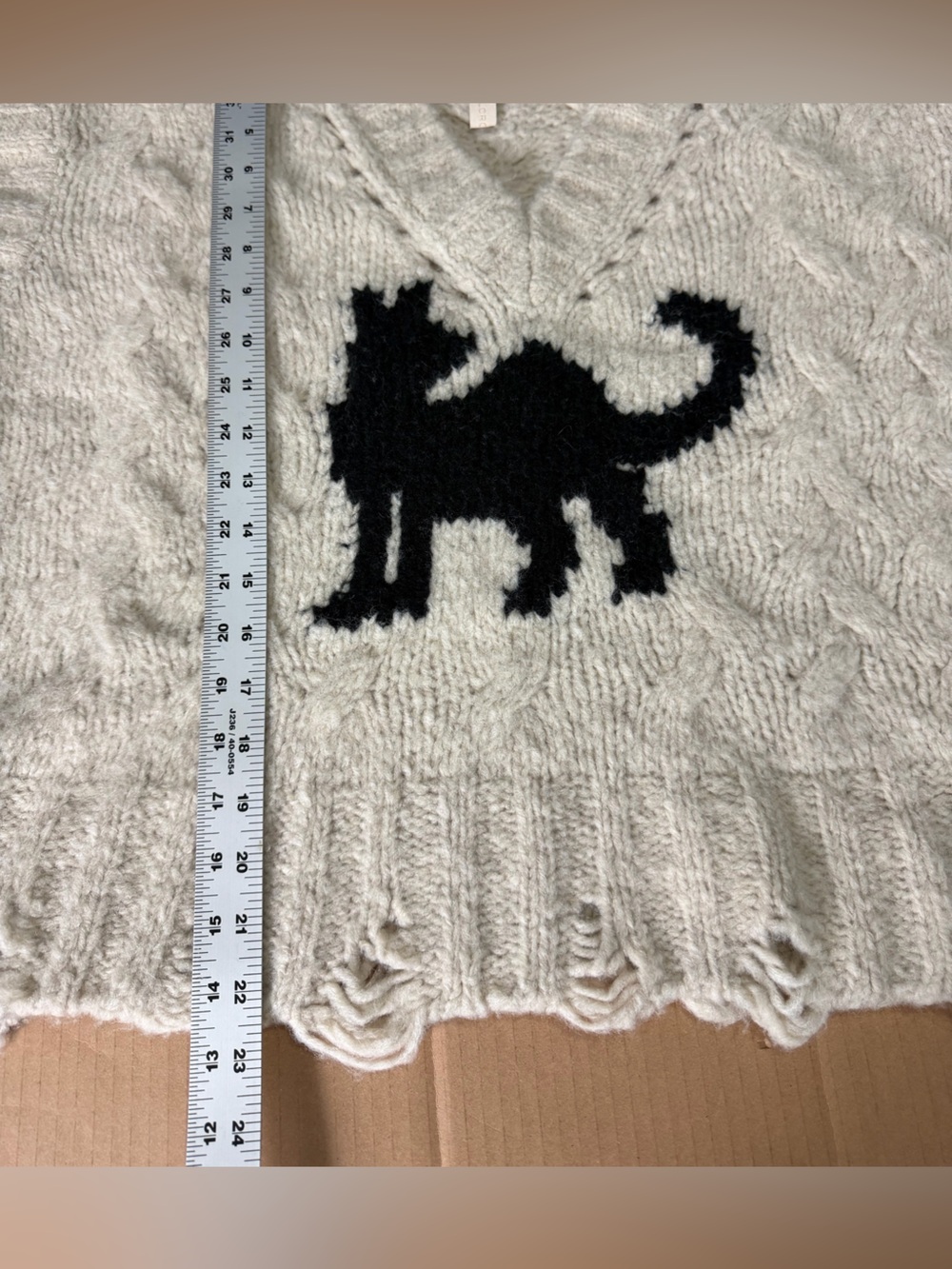 Anthropologie Sweater Vest Black Cat Cable Knit Chunky Wool Eclectic Grandpa - Picture 15 of 15